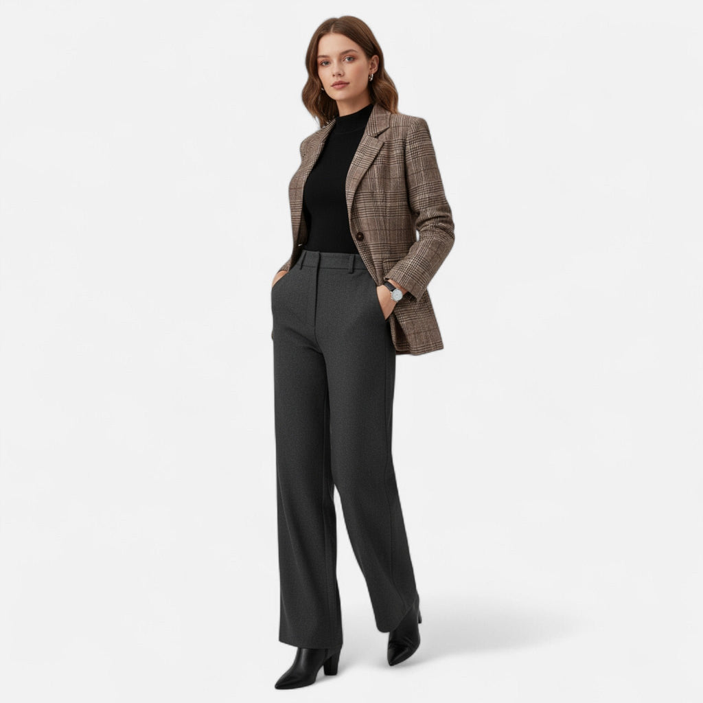 Women's Elegant Plaid Single-Breasted Blazer