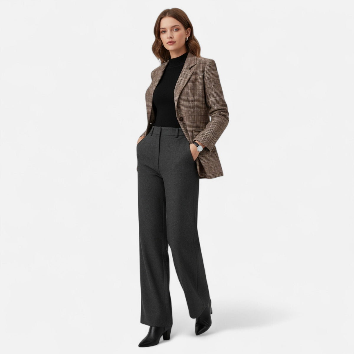 Women's Elegant Plaid Single-Breasted Blazer