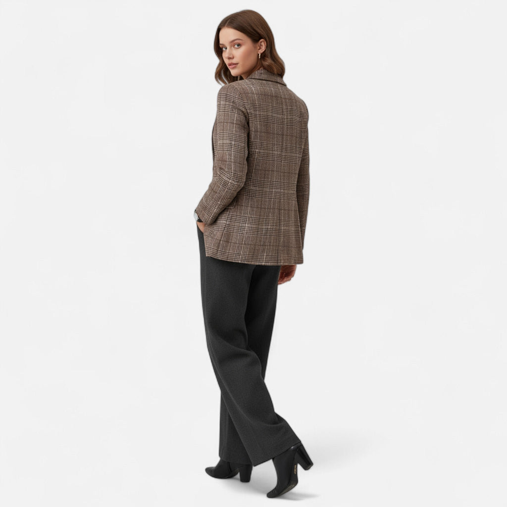 Women's Elegant Plaid Single-Breasted Blazer