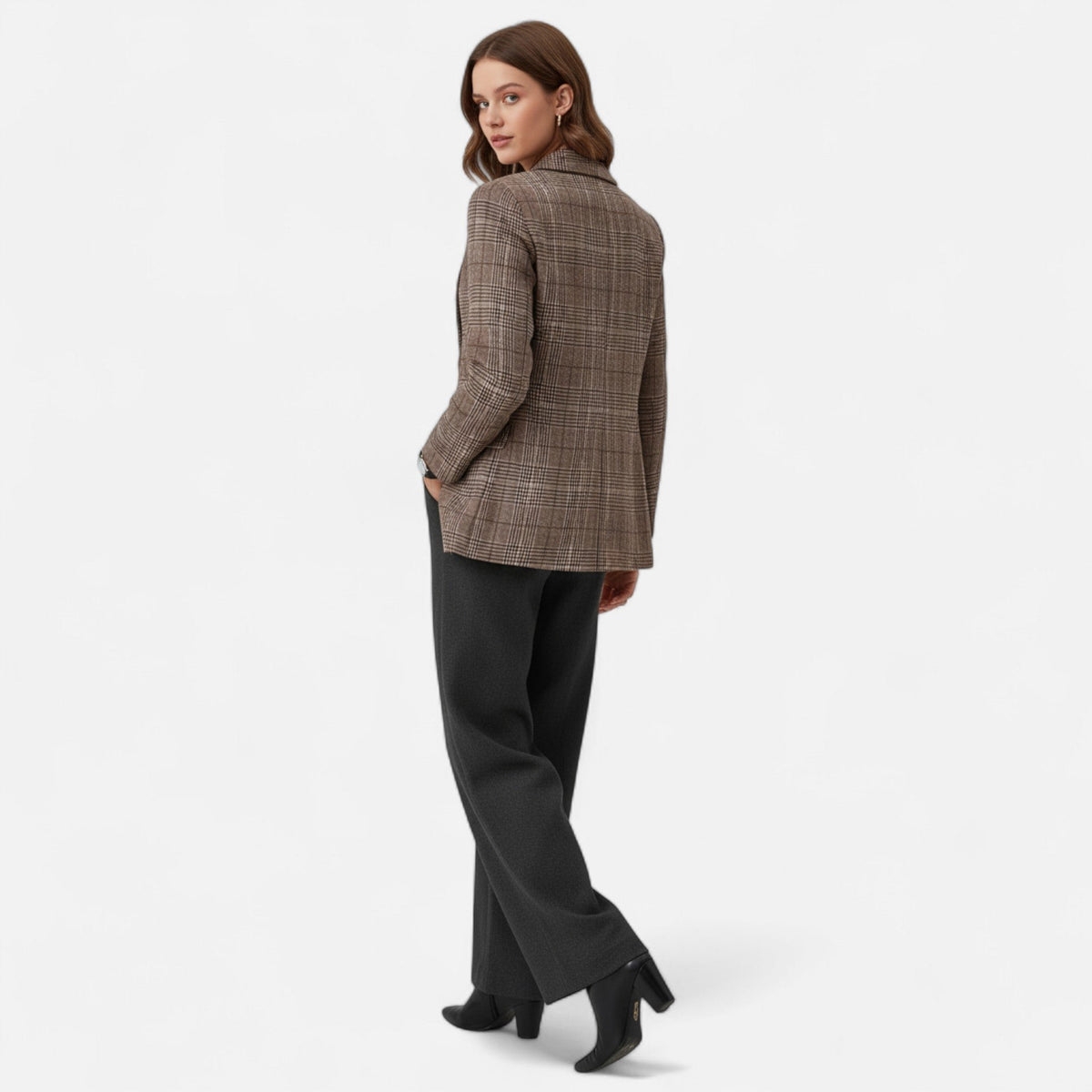 Women's Elegant Plaid Single-Breasted Blazer