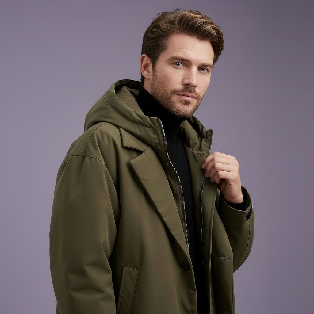 Men's Refined Waterproof Hooded Trench Coat