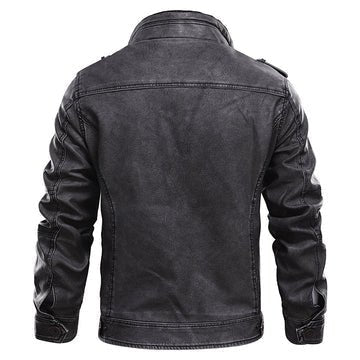 Men's Rugged Multi-Pocket Utility Leather Jacket