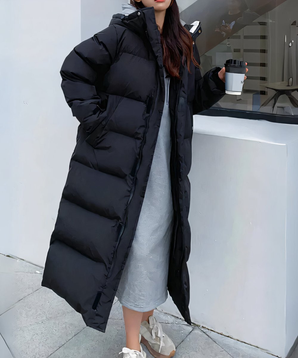 Women's Cosy Longline Hooded Puffer Coat