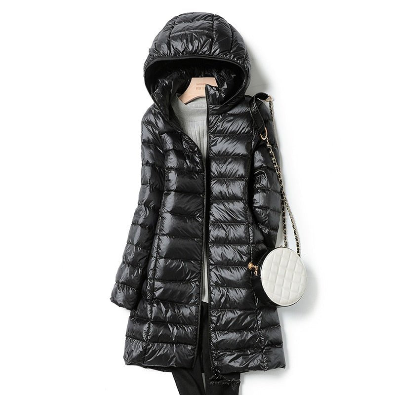 Women's Cosy Longline Hooded Puffer Coat