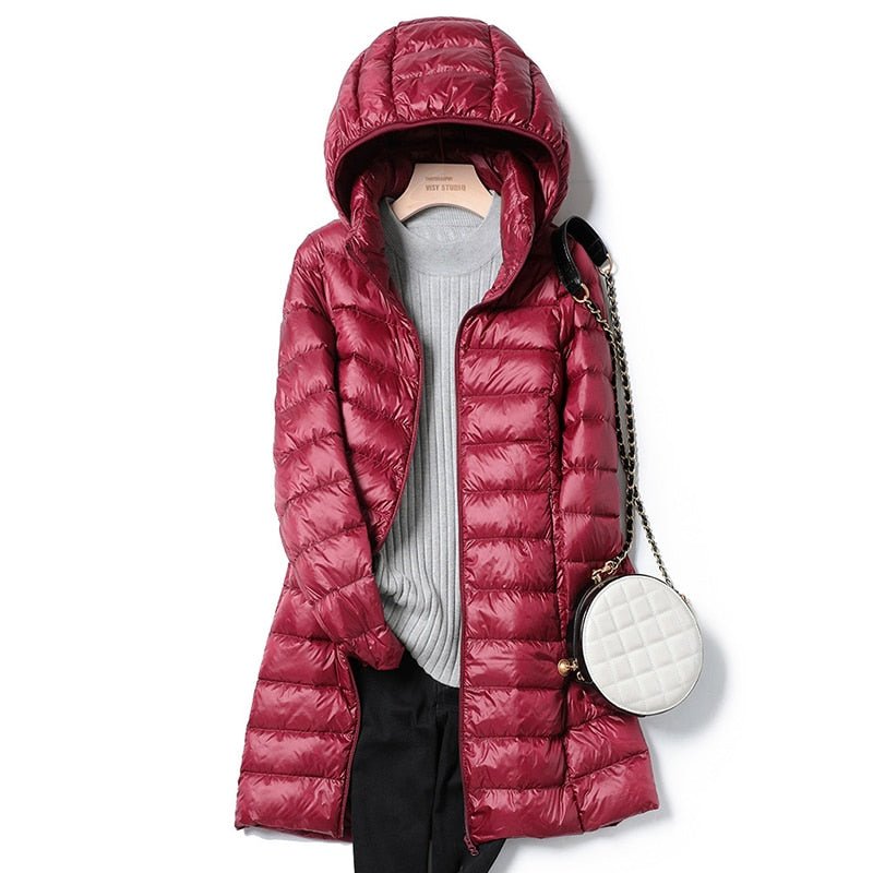 Women's Cosy Longline Hooded Puffer Coat