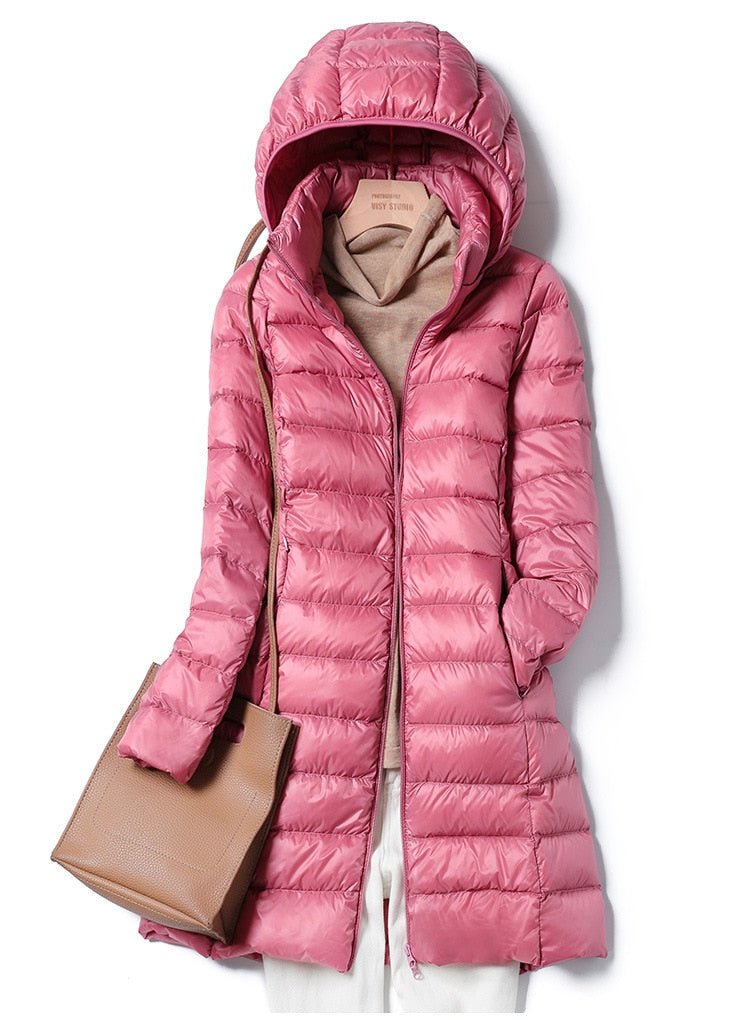 Women's Cosy Longline Hooded Puffer Coat