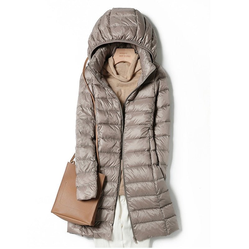 Women's Cosy Longline Hooded Puffer Coat
