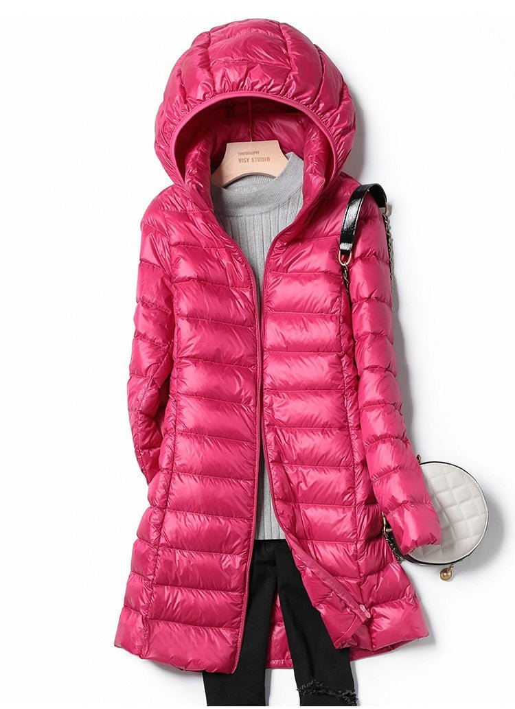 Women's Cosy Longline Hooded Puffer Coat