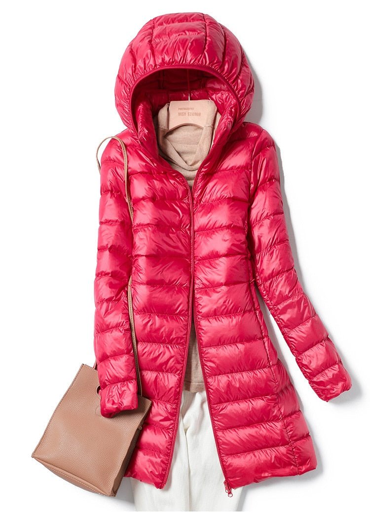 Women's Cosy Longline Hooded Puffer Coat
