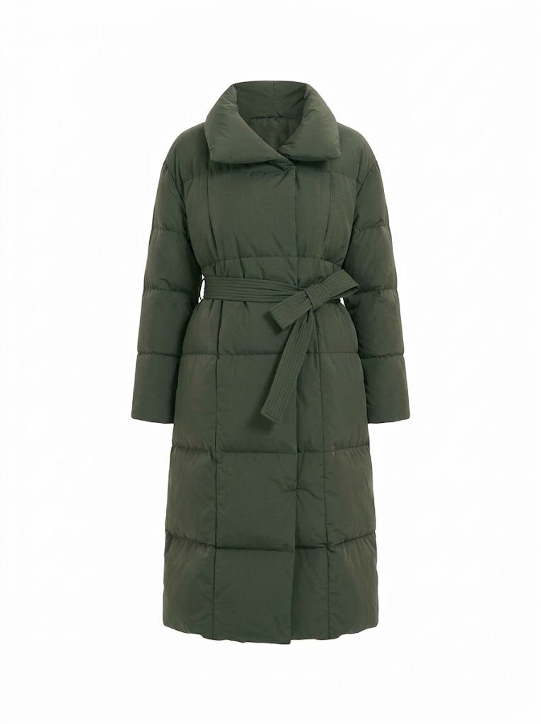 Women's Refined High-Collar Maxi-Length Puffer Coat