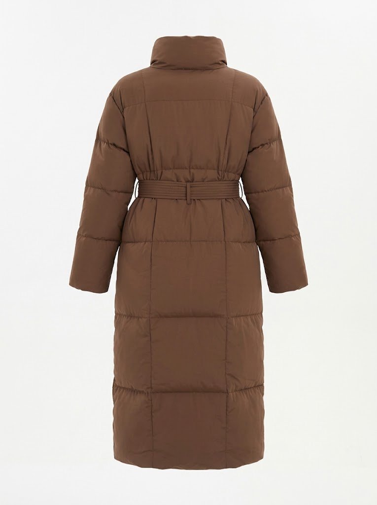 Women's Refined High-Collar Maxi-Length Puffer Coat