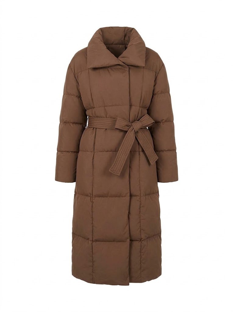 Women's Refined High-Collar Maxi-Length Puffer Coat