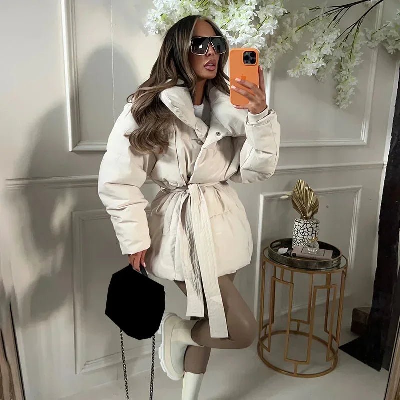 Women's Elegant Belted Puffer Jacket