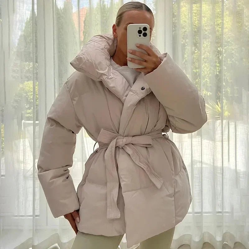 Women's Elegant Belted Puffer Jacket