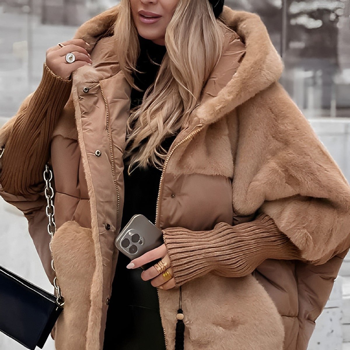Women's Cosy Faux Fur Panel Puffer Jacket