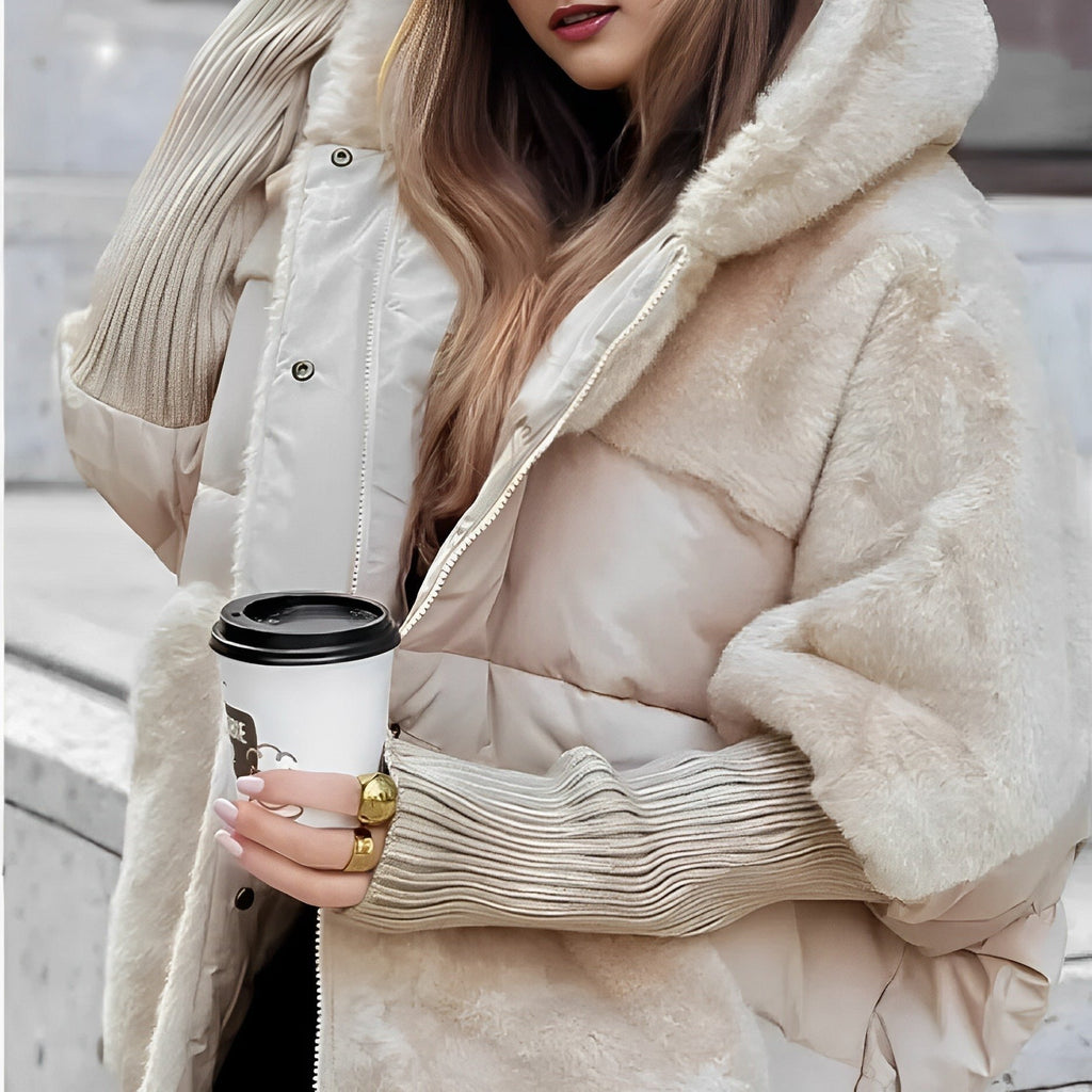Women's Cosy Faux Fur Panel Puffer Jacket