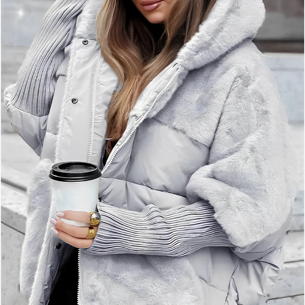 Women's Cosy Faux Fur Panel Puffer Jacket