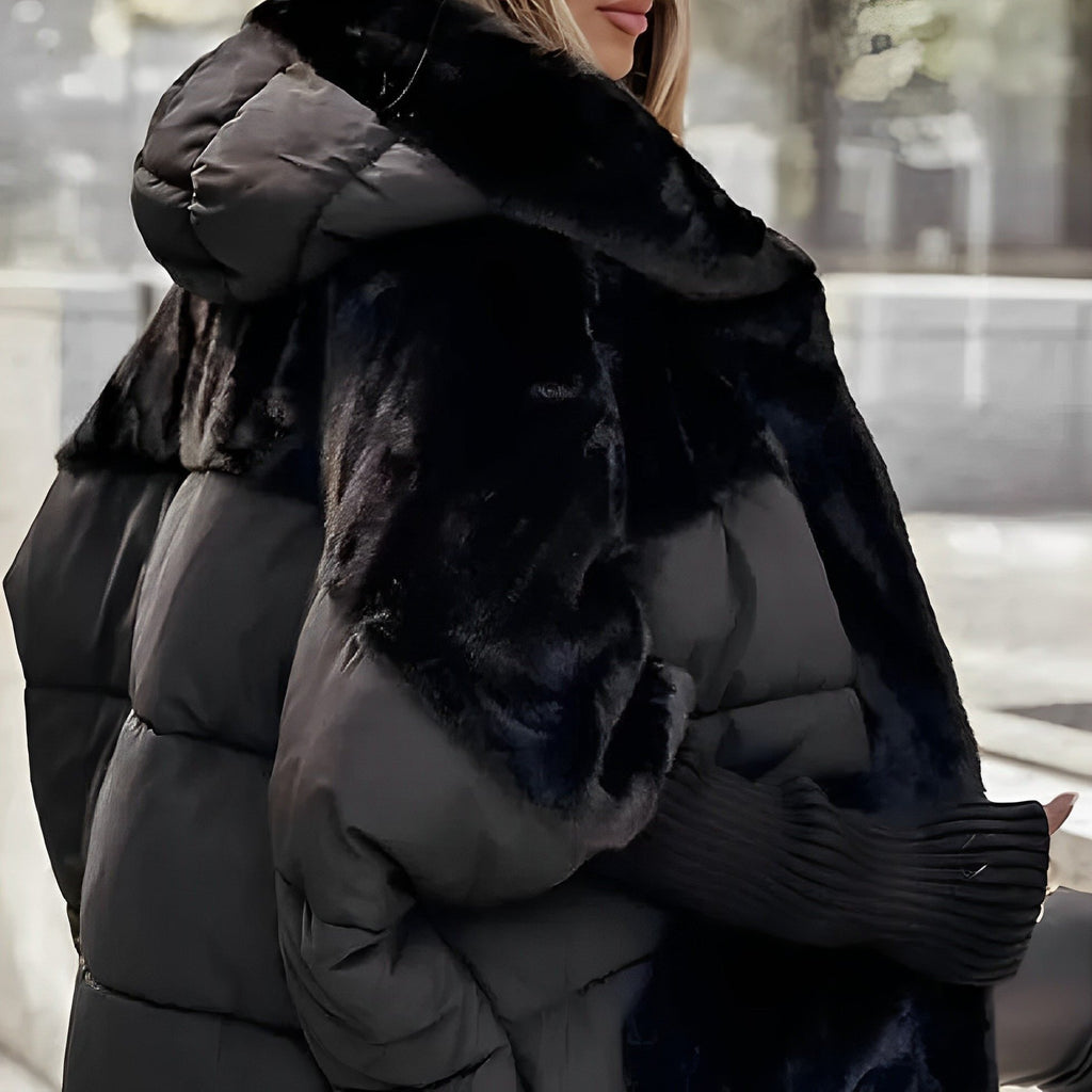 Women's Cosy Faux Fur Panel Puffer Jacket