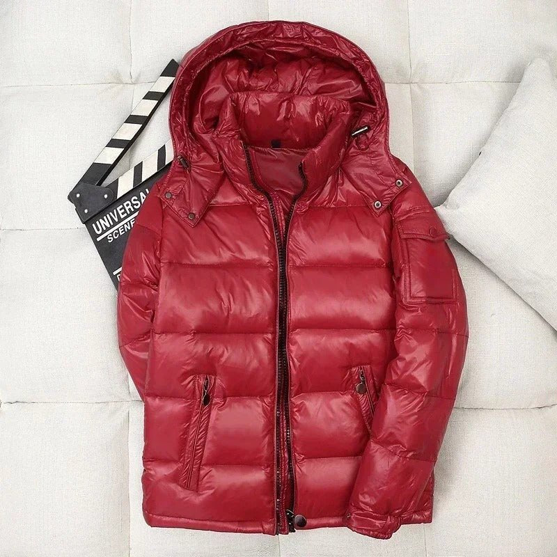 Men's Glossy Hooded Down Puffer Jacket