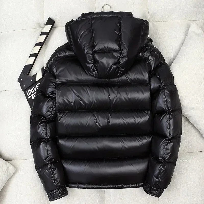 Men's Glossy Hooded Down Puffer Jacket