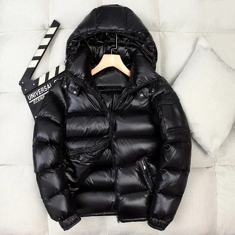 Men's Glossy Hooded Down Puffer Jacket