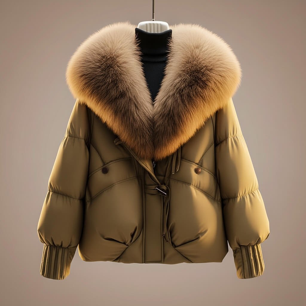 Women's Elegant Faux Fur Collar Puffer Coat