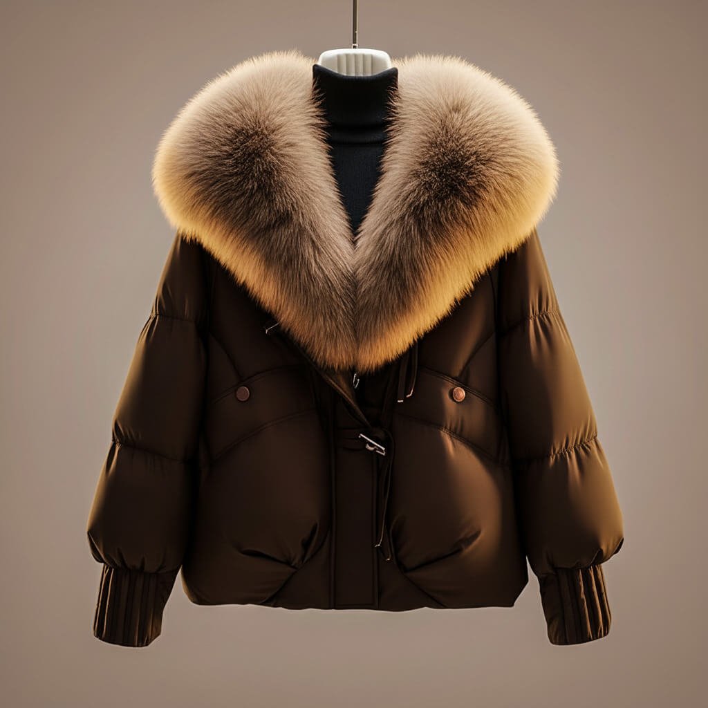 Women's Elegant Faux Fur Collar Puffer Coat