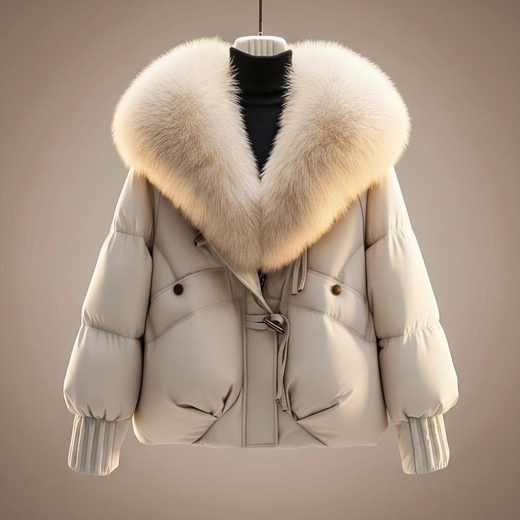Women's Elegant Faux Fur Collar Puffer Coat