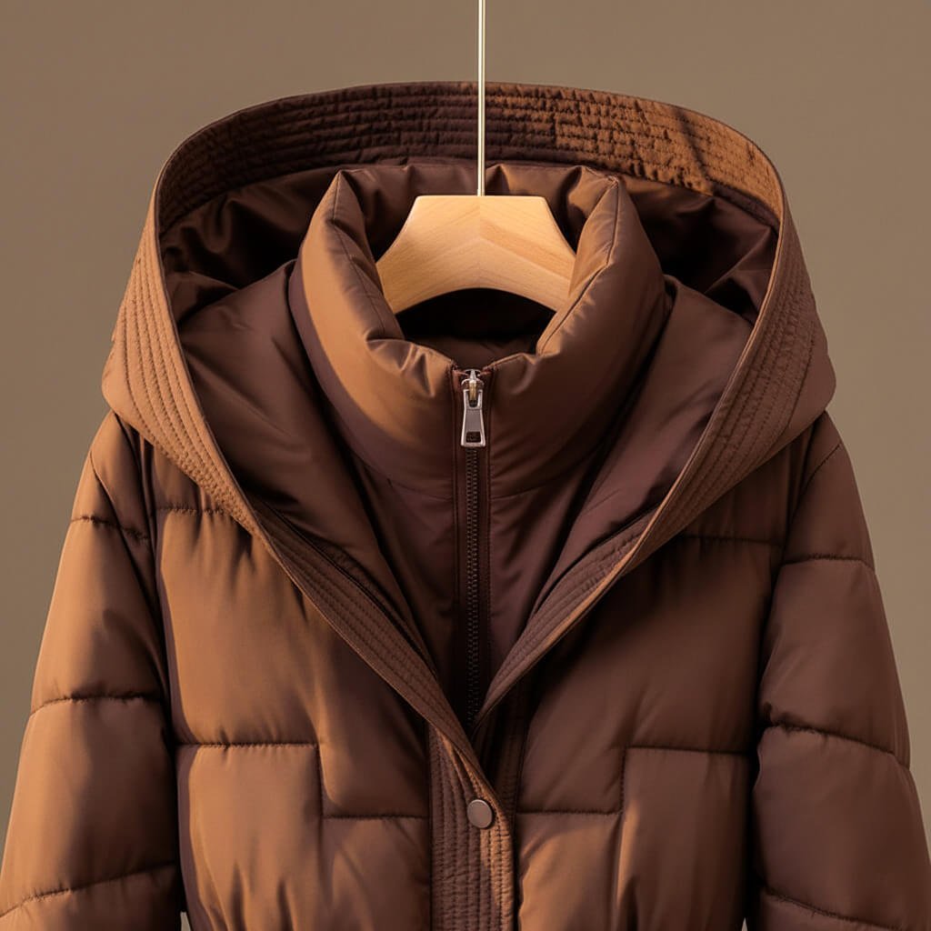 Women's Elegant Belted Quilted Hooded Coat