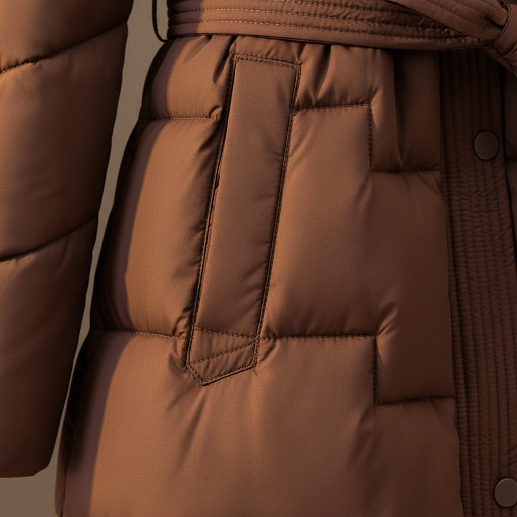 Women's Elegant Belted Quilted Hooded Coat
