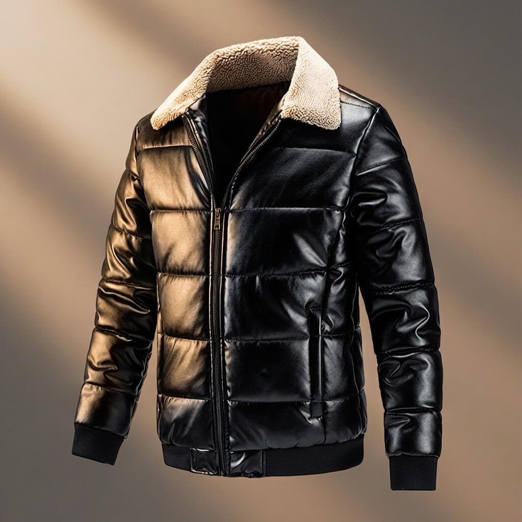 Men's Rugged Quilted Faux Leather Jacket