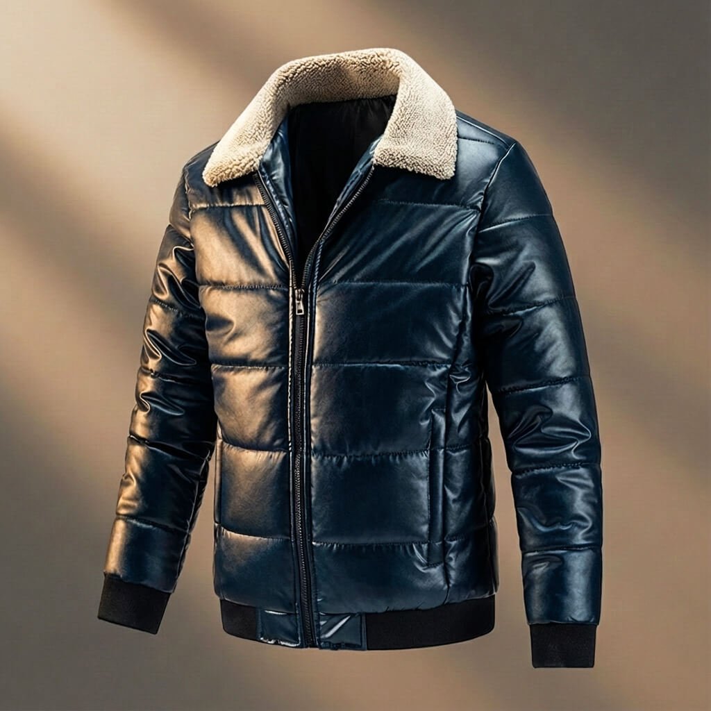 Men's Rugged Quilted Faux Leather Jacket