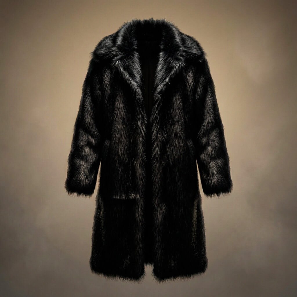 Men's Plush Faux Fur Long Coat