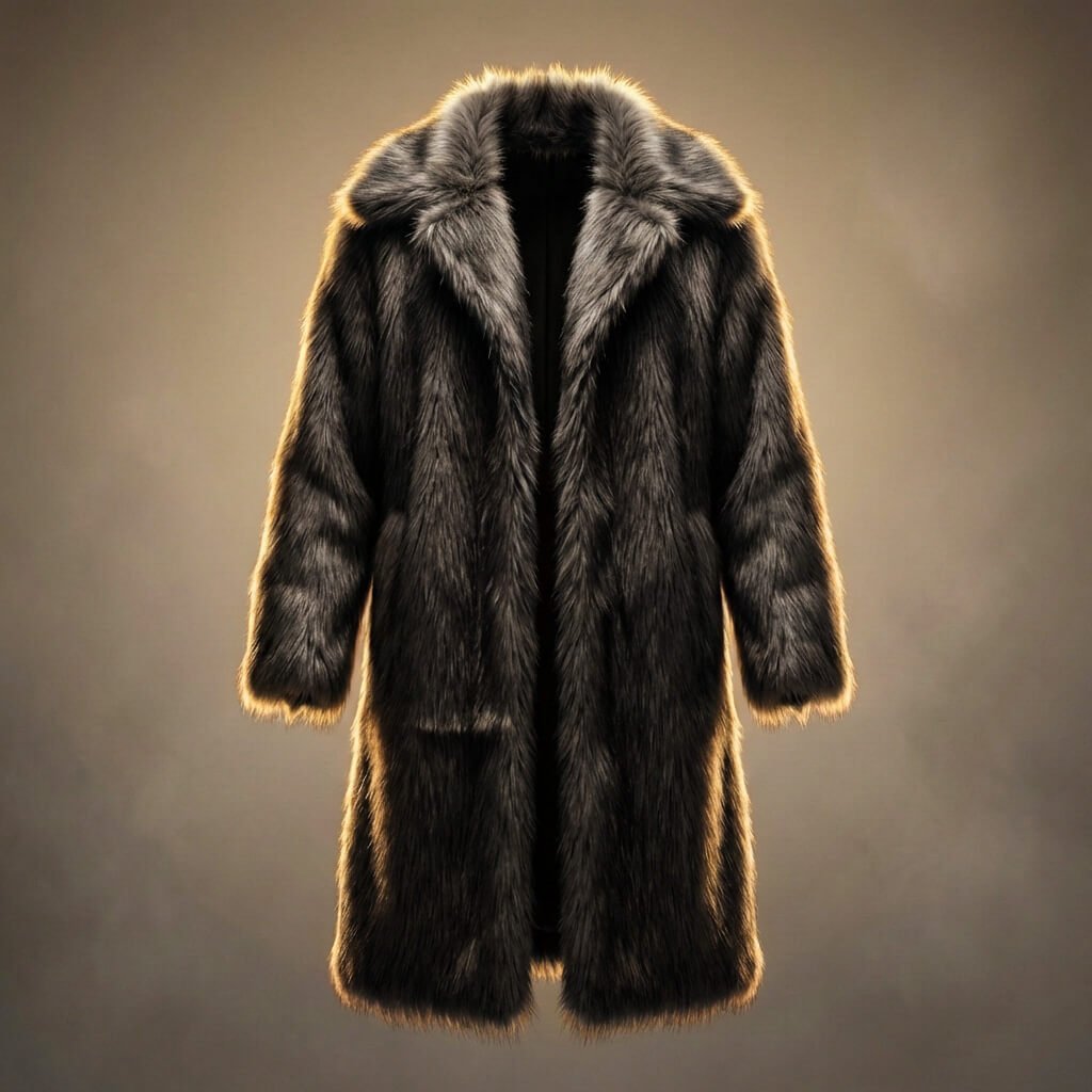 Men's Plush Faux Fur Long Coat