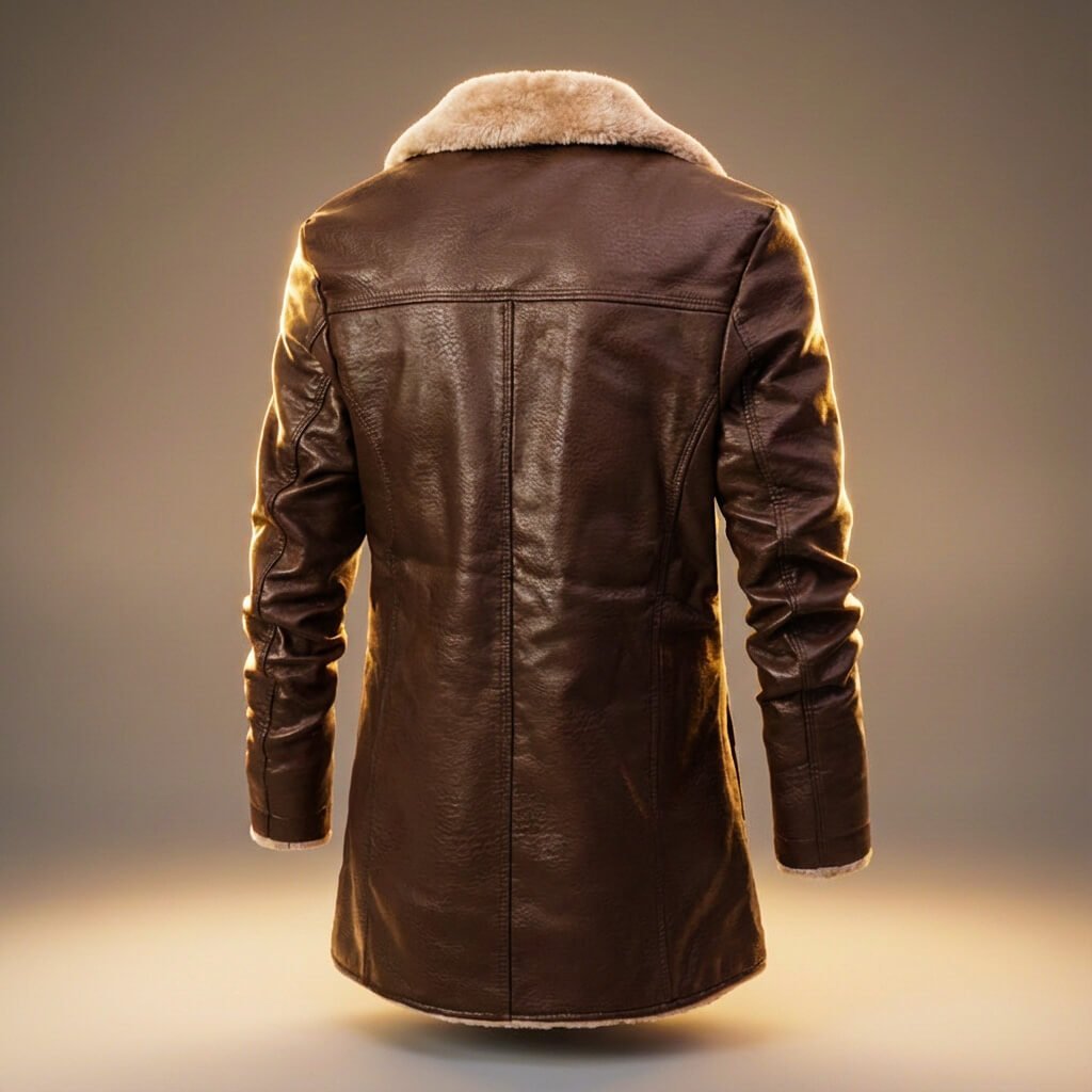 Men's Classic Shearling-Lined Faux Leather Coat