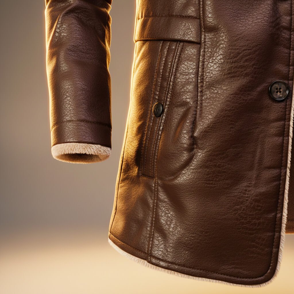 Men's Classic Shearling-Lined Faux Leather Coat