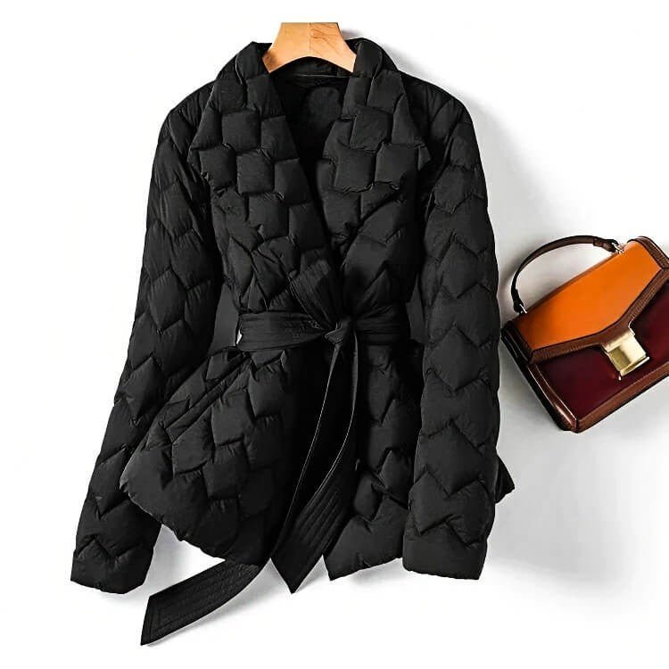 Women's Elegant Belted Quilted Down Coat