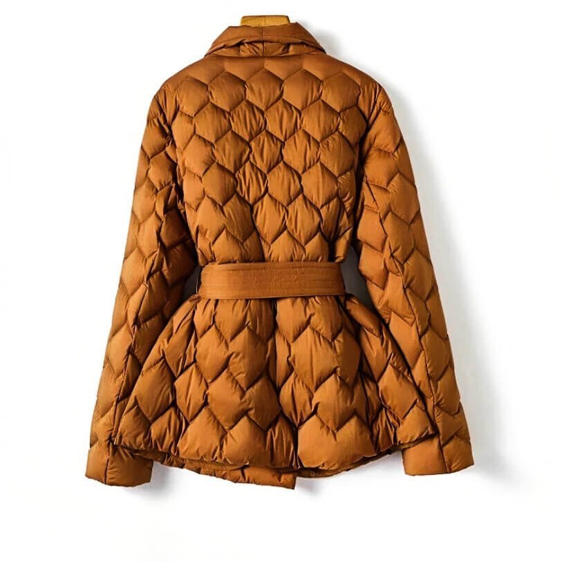 Women's Elegant Belted Quilted Down Coat