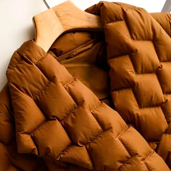 Women's Elegant Belted Quilted Down Coat