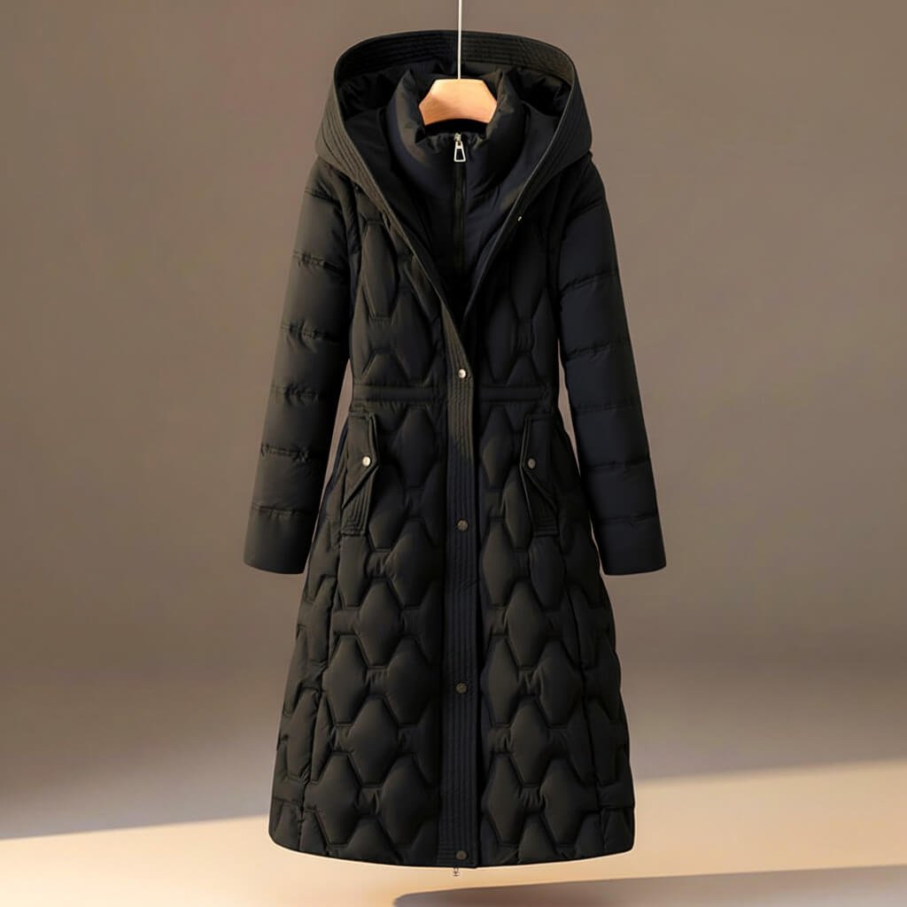 Women's Cosy Quilted Hooded Longline Coat