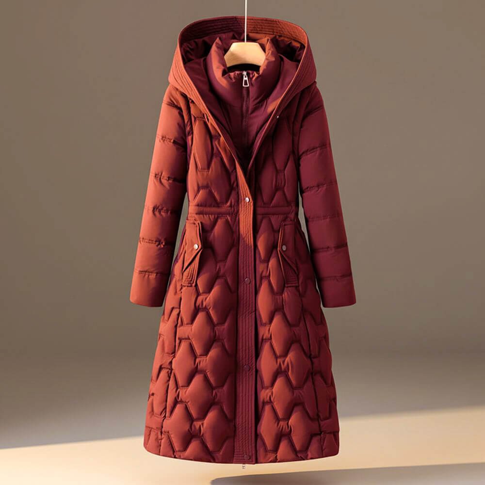 Women's Cosy Quilted Hooded Longline Coat