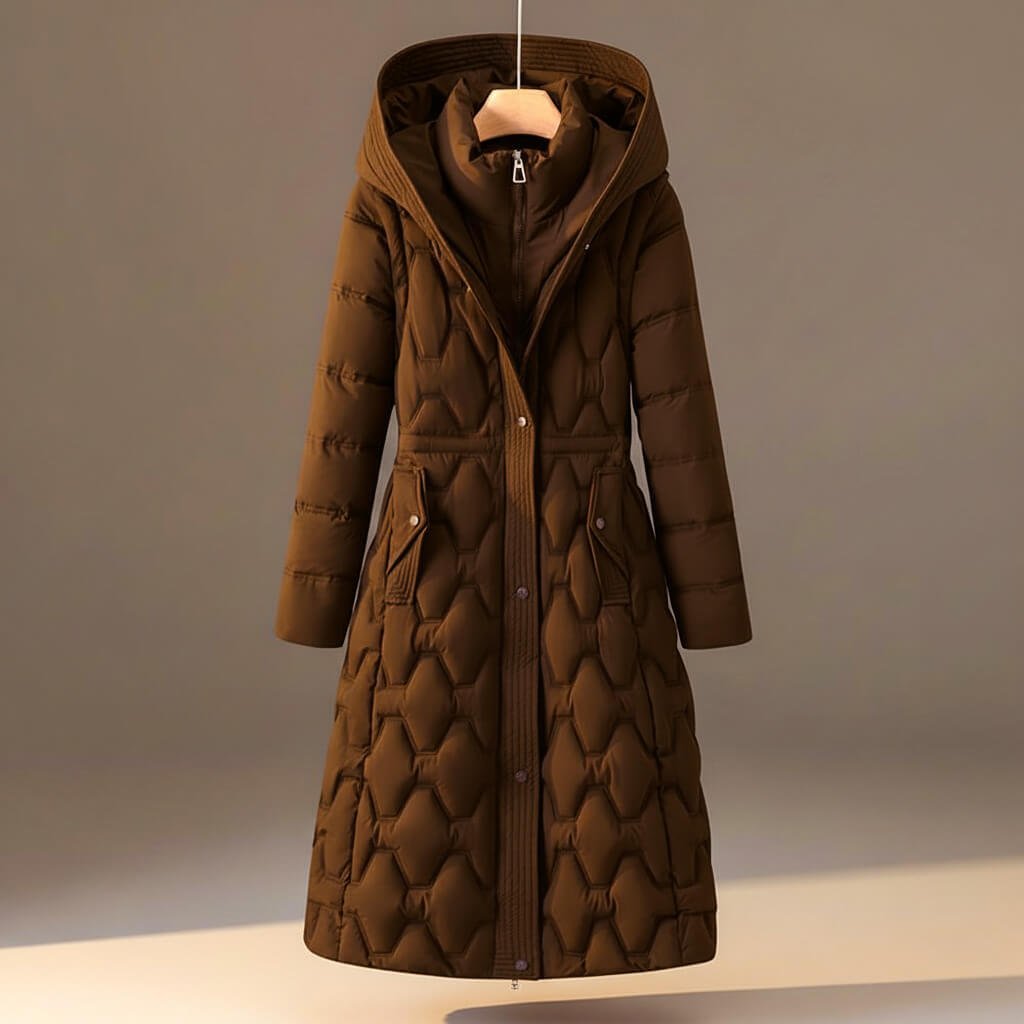 Women's Cosy Quilted Hooded Longline Coat