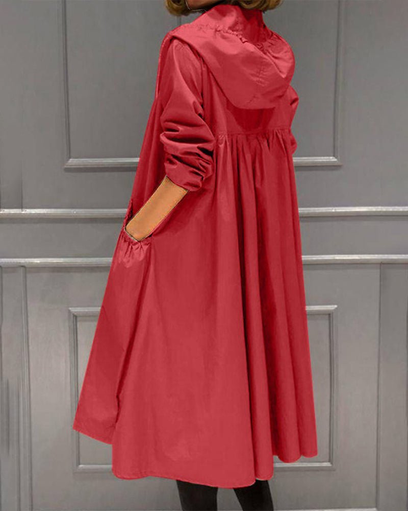 Women's Relaxed Hooded Oversized Trench Coat