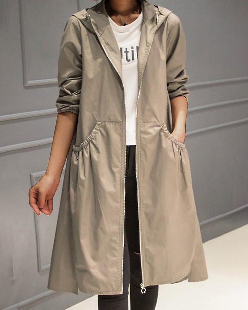 Women's Relaxed Hooded Oversized Trench Coat