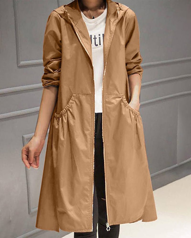 Women's Relaxed Hooded Oversized Trench Coat