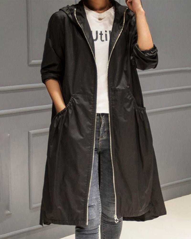 Women's Relaxed Hooded Oversized Trench Coat