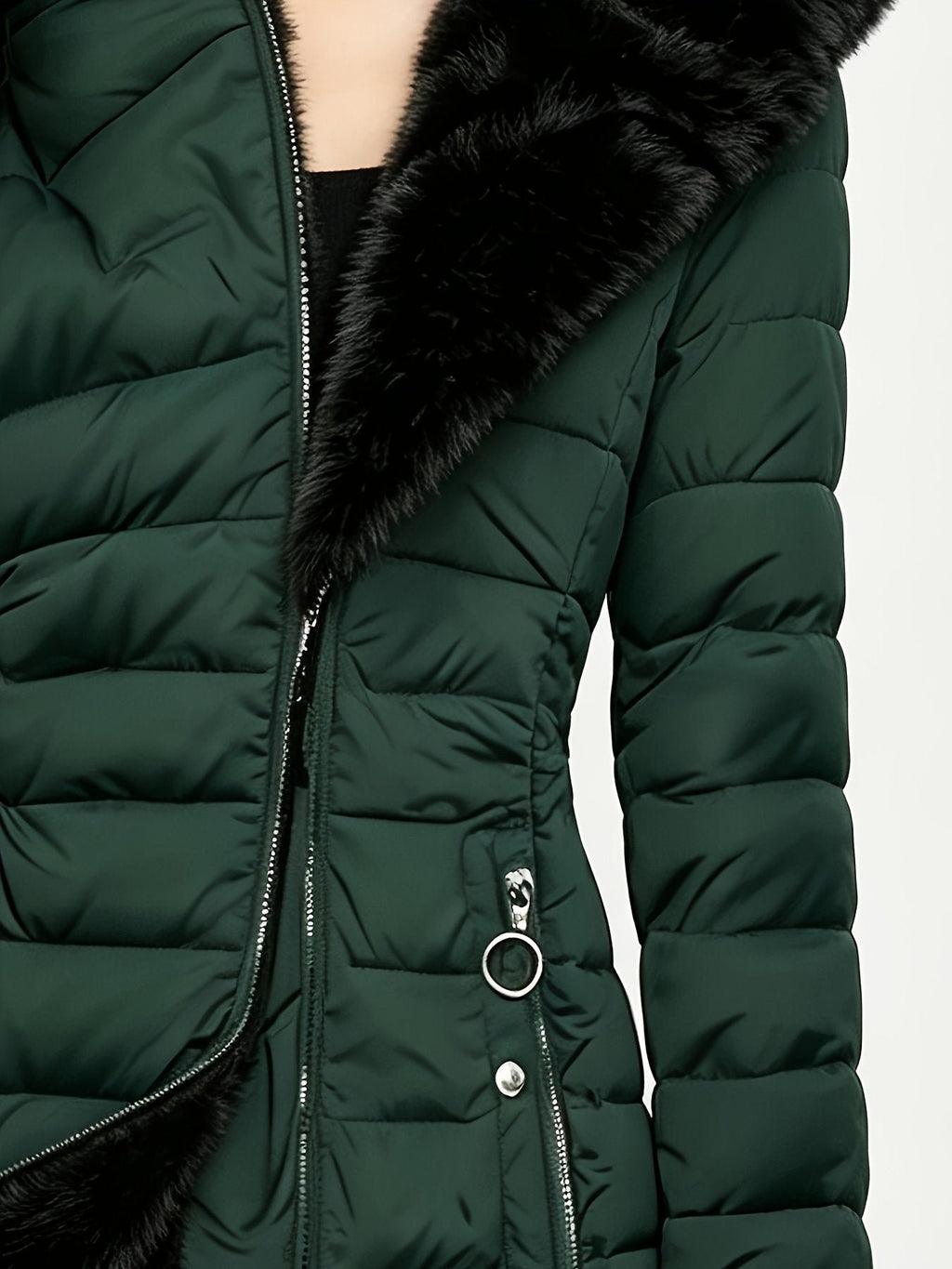 Women's Cosy Faux Fur-Trim Padded Puffer Coat