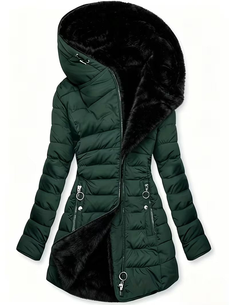 Women's Cosy Faux Fur-Trim Padded Puffer Coat