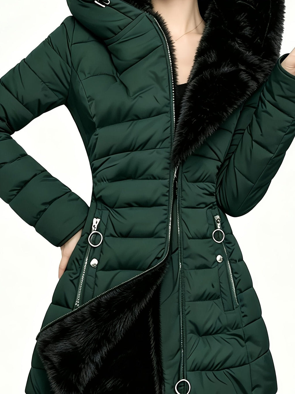 Women's Cosy Faux Fur-Trim Padded Puffer Coat