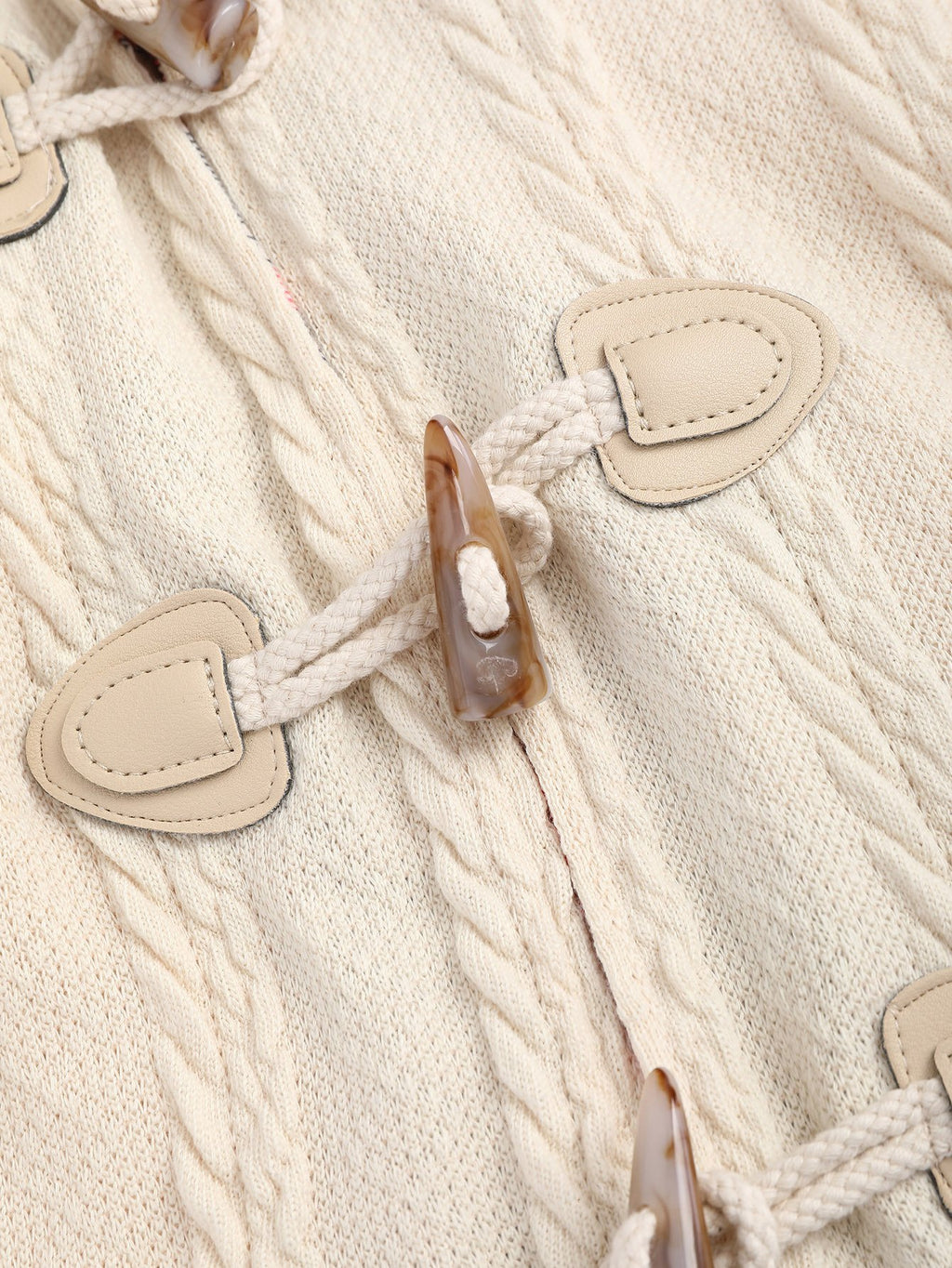Women's Cosy Hooded Cable Knit Duffle Coat